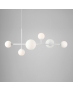 LAMPA wisząca modernistyczna mleczne kule 1092K DIONE 6 loftowa molekuły glass bubble metalowe pręty szklane kule zwis biały