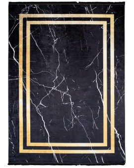 Dywan Nowoczesny Frame 2348 drukowany czarno-złoty 80x150cm